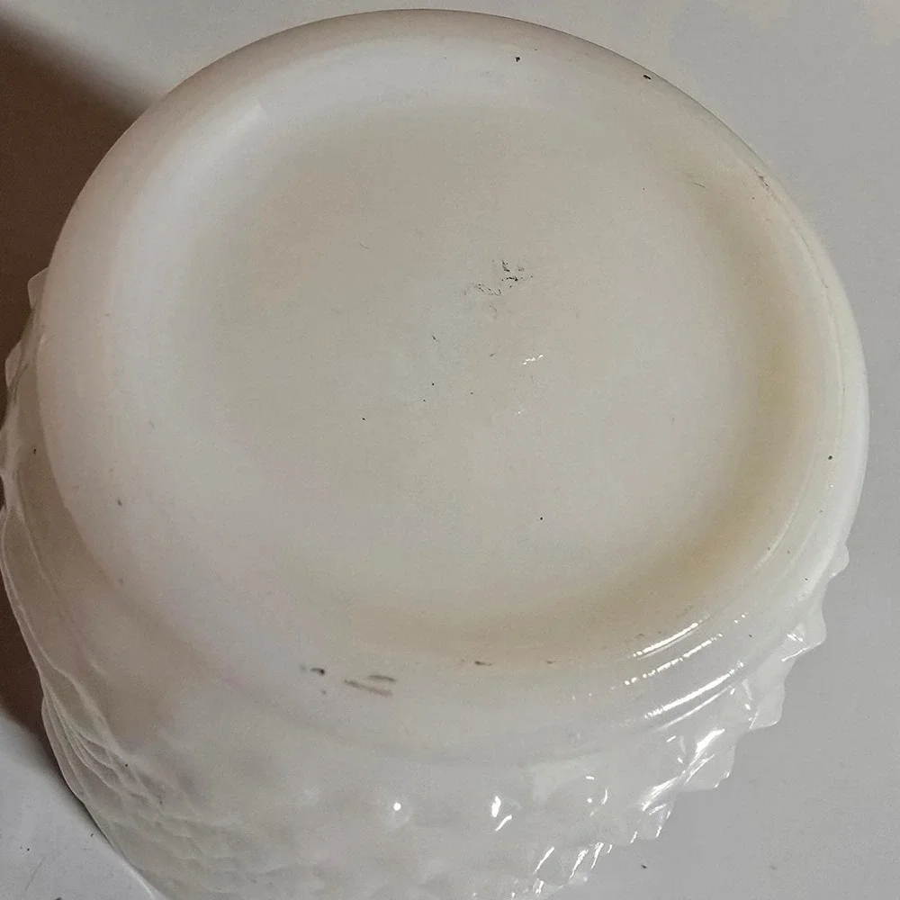 Vintage Milk Glass Hobnail Planter‎ Bowl Scalloped Rim Cachepot Scalloped Rim